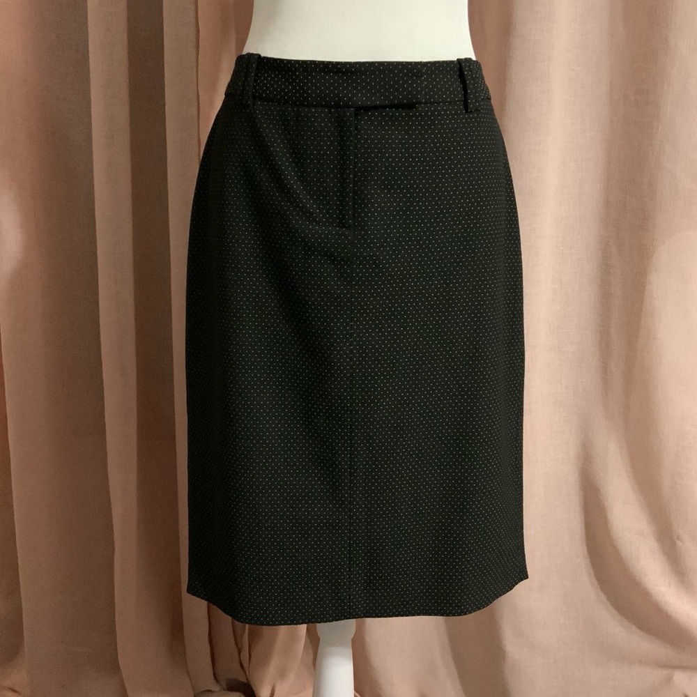 Vintage Black Polka Dot Midi Skirt Size 6 Office Siren Business skirt